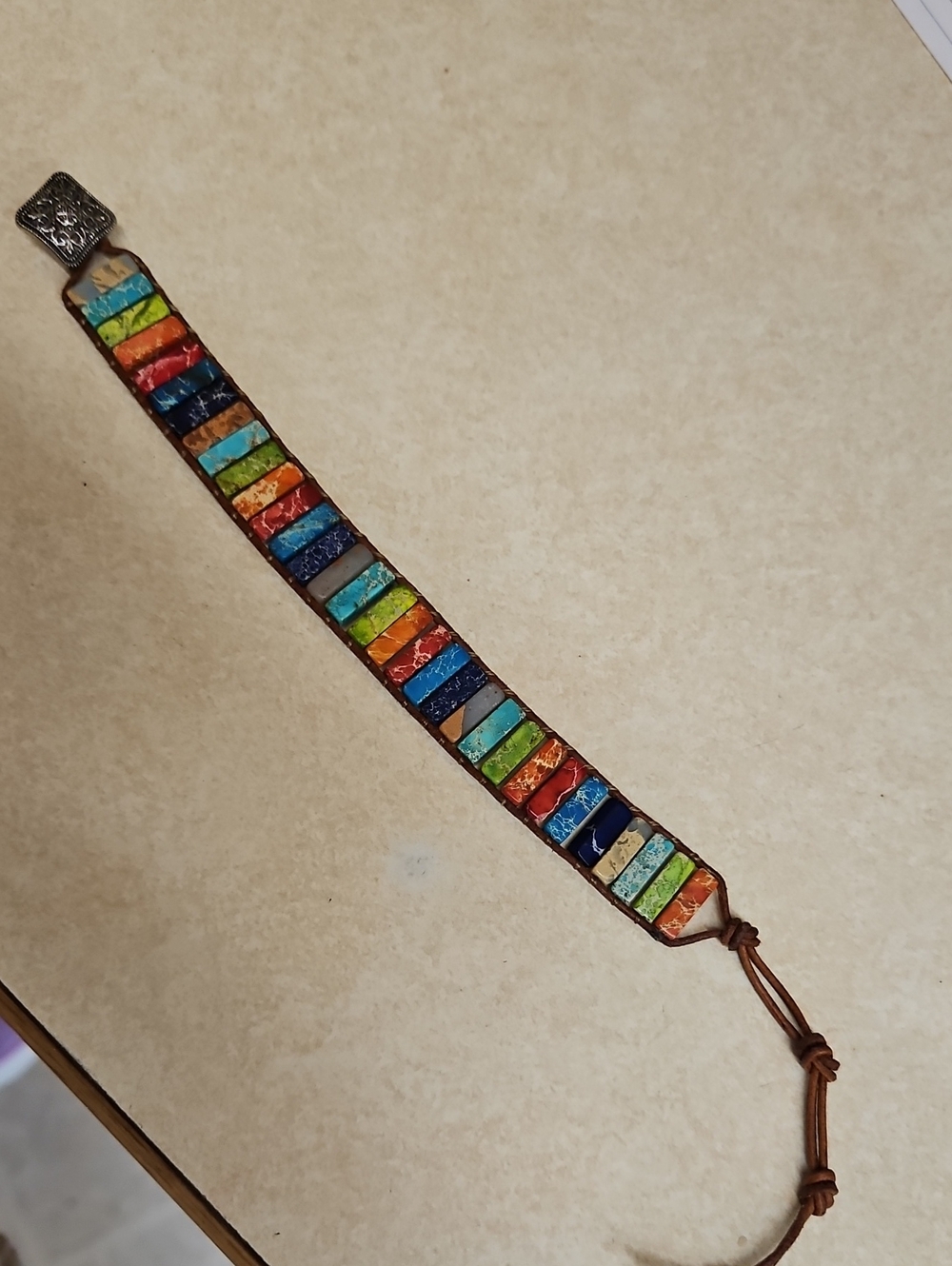 Colorful Multicolor Tile Leather Bracelet